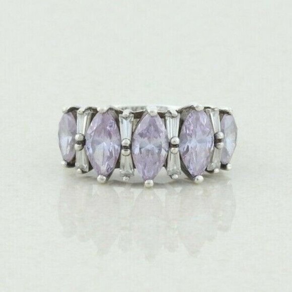 Unbranded Jewelry - Sterling Silver Purple and White CZ Ring Size 7 1/4